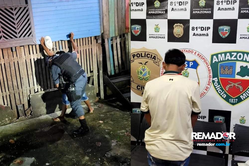 Policiais Militares detêm homem com mandado de prisão por roubo, no município de Anamã, distante 165 quilômetros de Manaus.