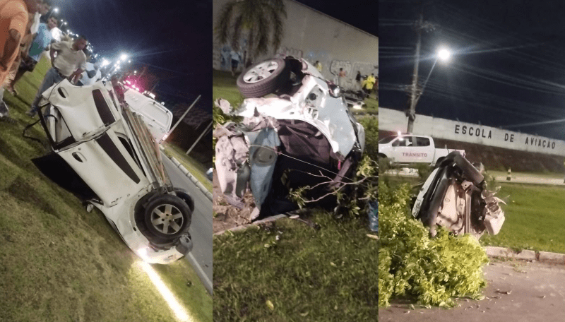 Carro banda no meio durante acidente em Manaus; Veja vídeo