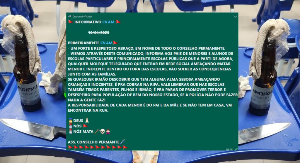 Facção criminosa manda recado aos planejadores de massacres em escolas de Manaus