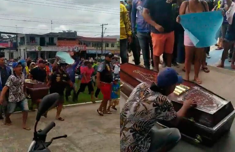 População revoltada leva caixão de mototaxista morto para casa do prefeito de Tabatinga no AM Portal Remador