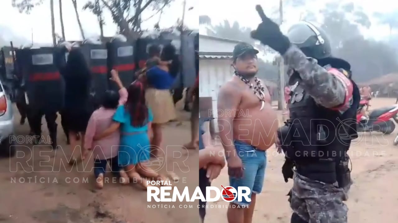 Forças Policiais retiram moradores da invasão Nusoken no Tarumã em Manaus