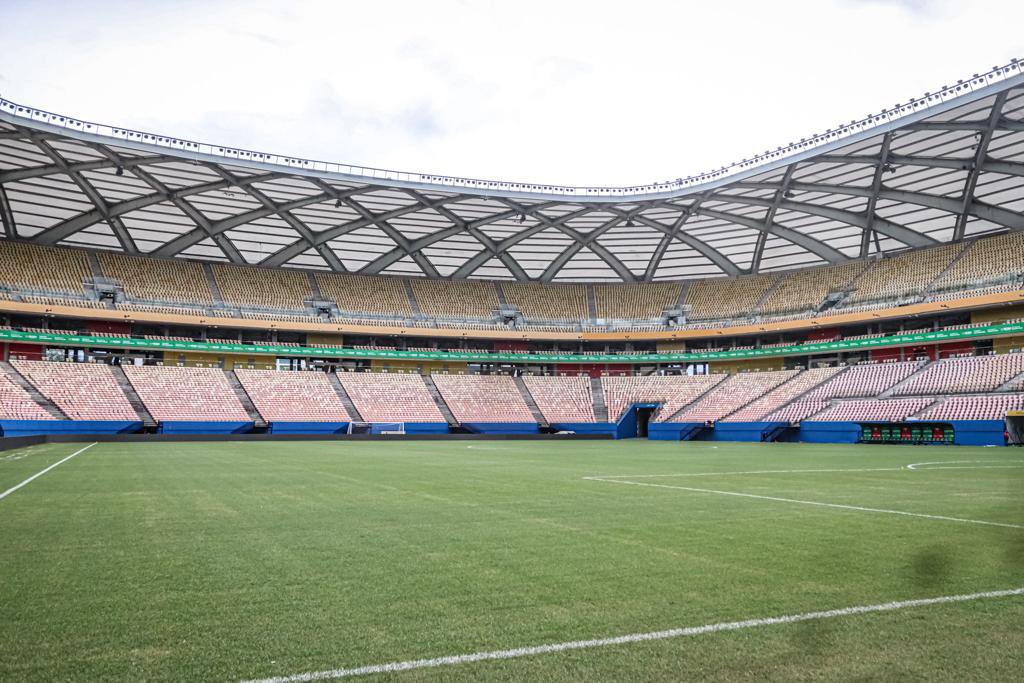 Gramado da Arena da Amazônia pronto para o Duelo Flamengo x Audax em Manaus 