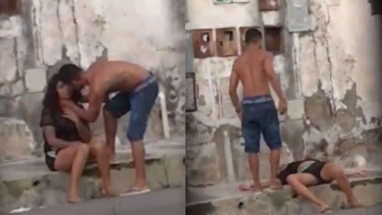 Homem é filmado enforcando uma mulher em uma calçada no bairro Armando Mendes em Manaus