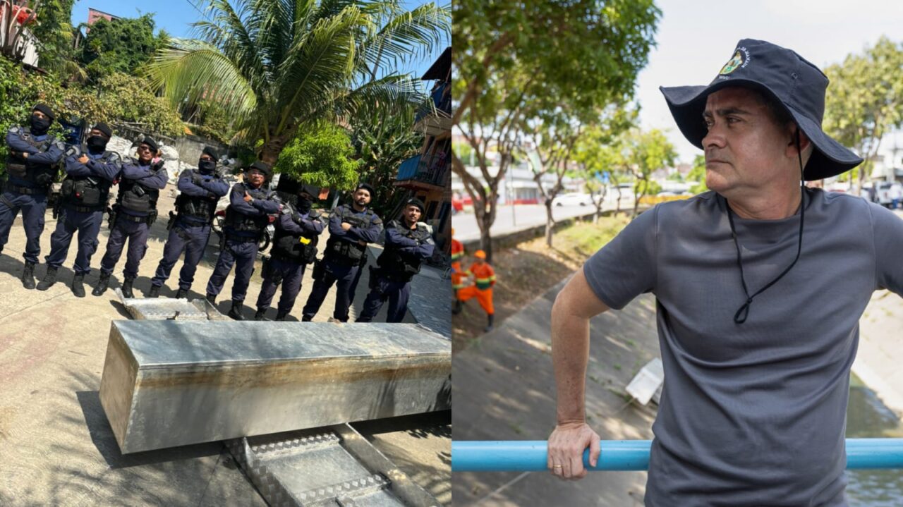 Romu encontra ecobarreira furtada de igarapé da zona Sul em ferro-velho no Morro da Liberdade