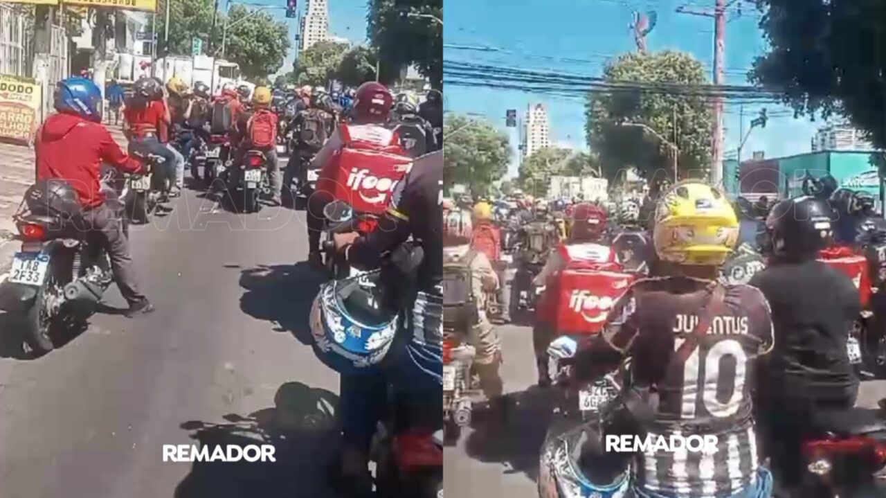 Motoboys realizam manifestação em Manaus após prisão dos envolvidos em confusão em condomínio