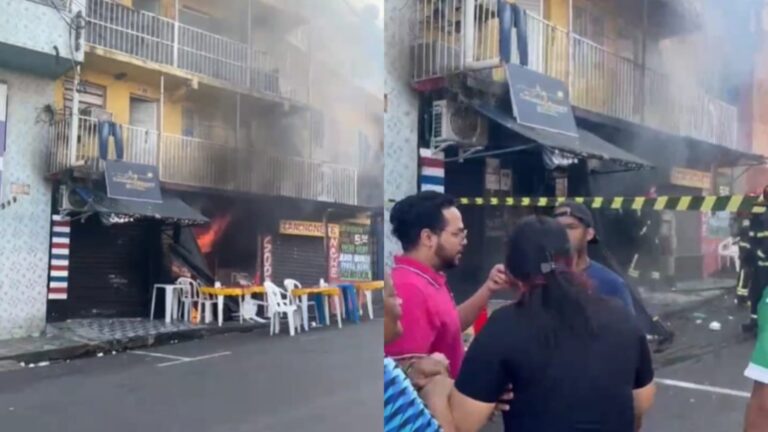 Vídeo: Incêndio atinge restaurante no Centro de Manaus