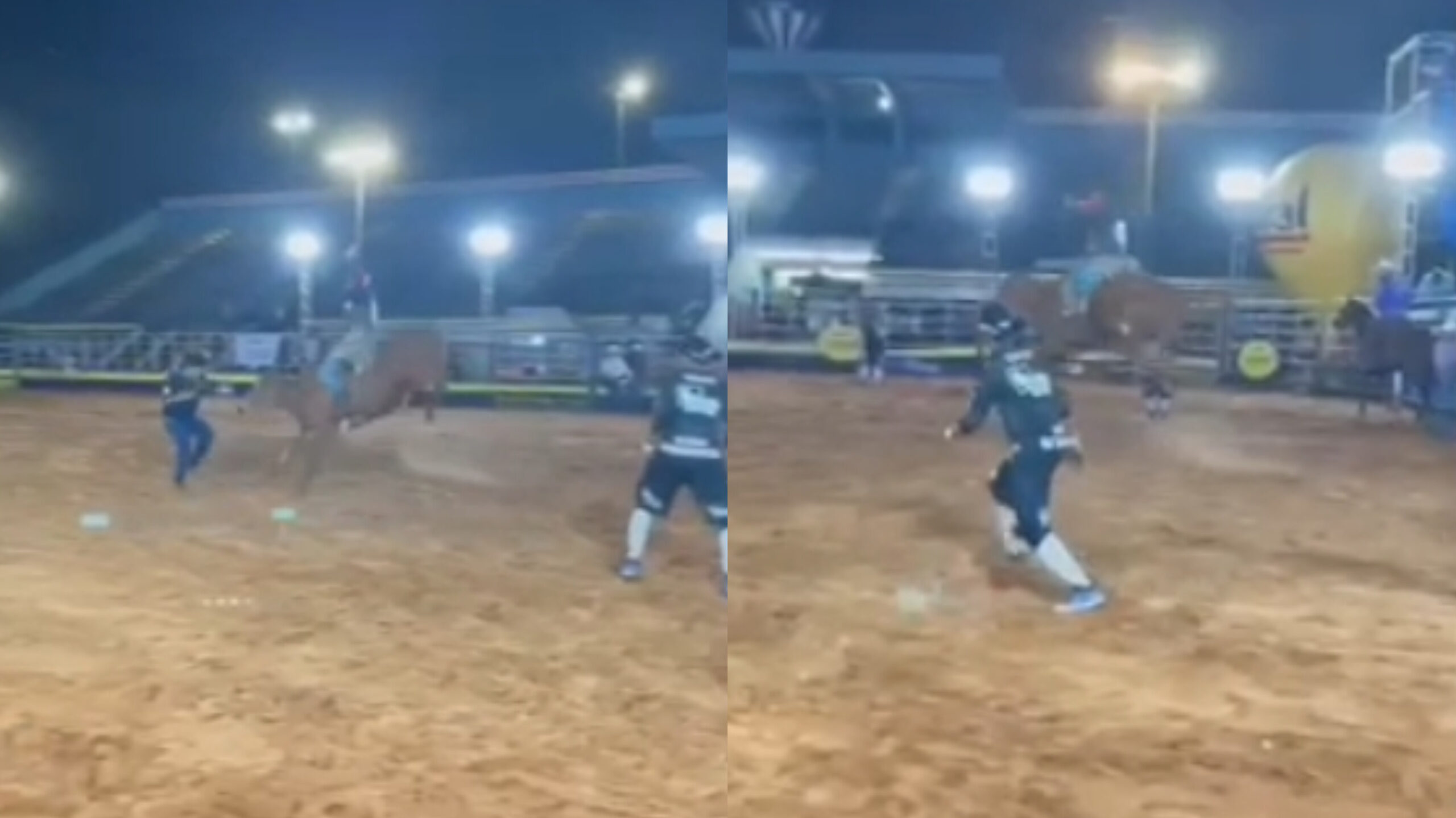 Locutor de rodeios é pisoteado por touro, mas continua narrando no Mato Grosso