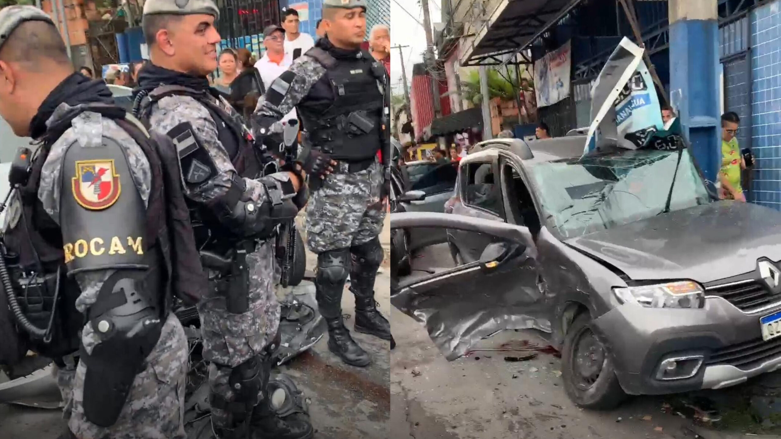 Polícia Civil e Rocam perseguem suspeitos de assaltos a residências e causam acidente na Zona Norte de Manaus