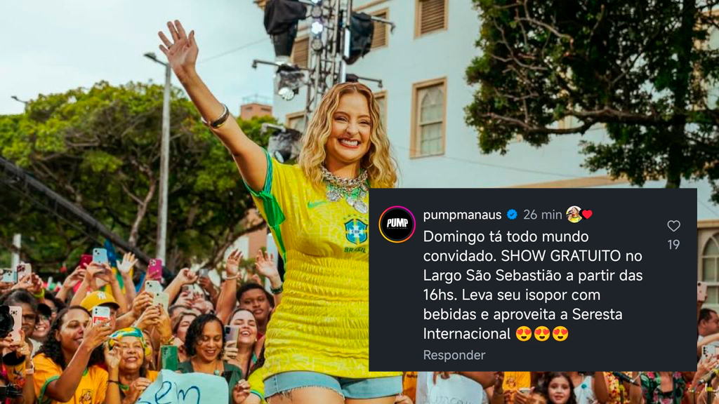 Ju Marques realiza show gratuito no Largo São Sebastião neste domingo em Manaus