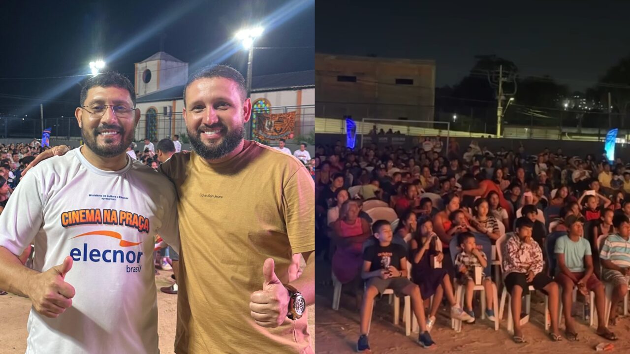 Cinema ao ar livre leva arte, inclusão e diversão a famílias no Lagoa Azul, em Manaus