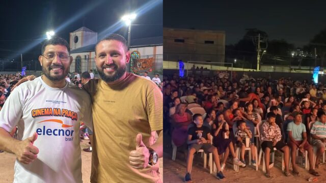Cinema ao ar livre leva arte, inclusão e diversão a famílias no Lagoa Azul, em Manaus