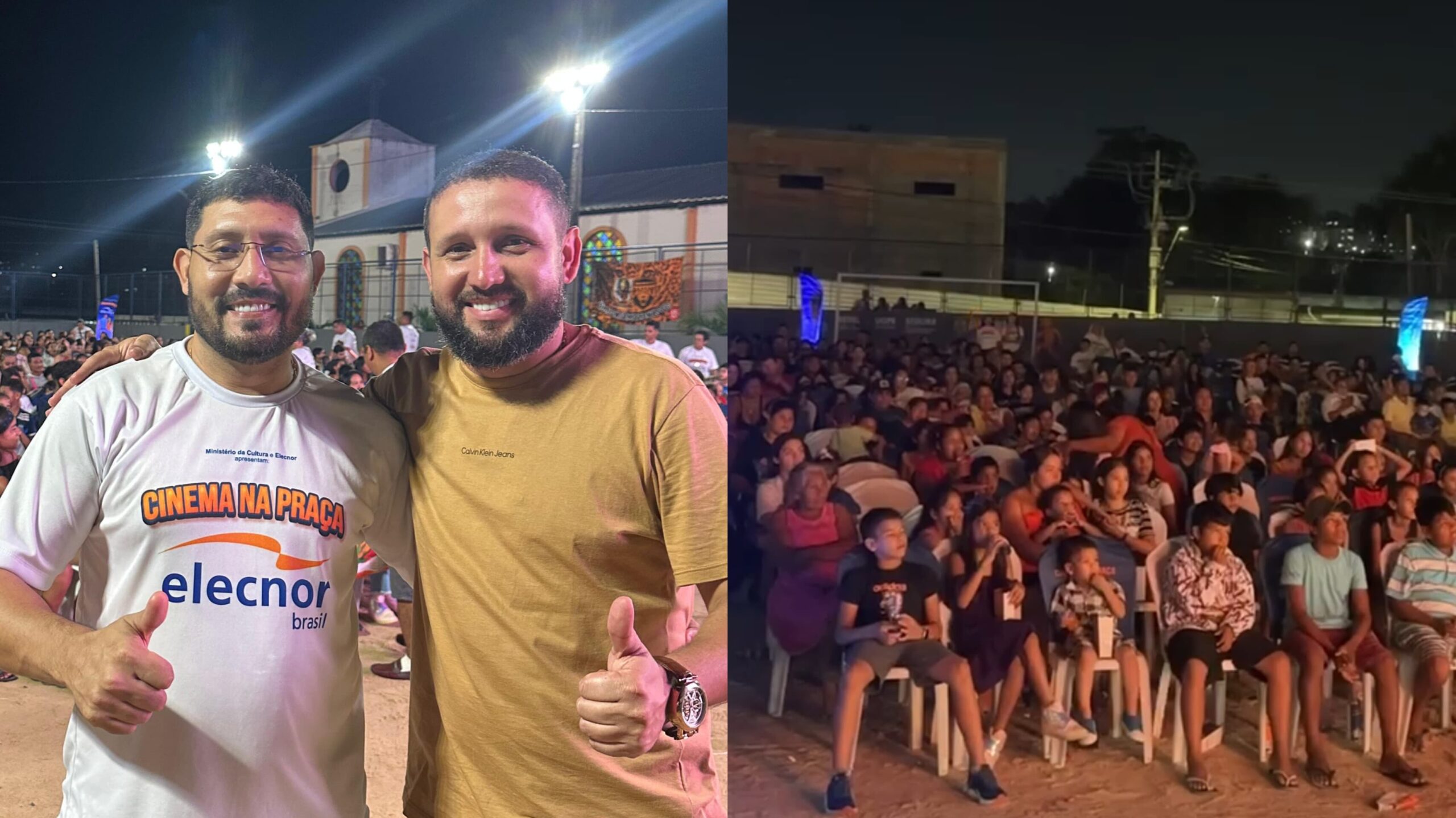 Cinema ao ar livre leva arte, inclusão e diversão a famílias no Lagoa Azul, em Manaus