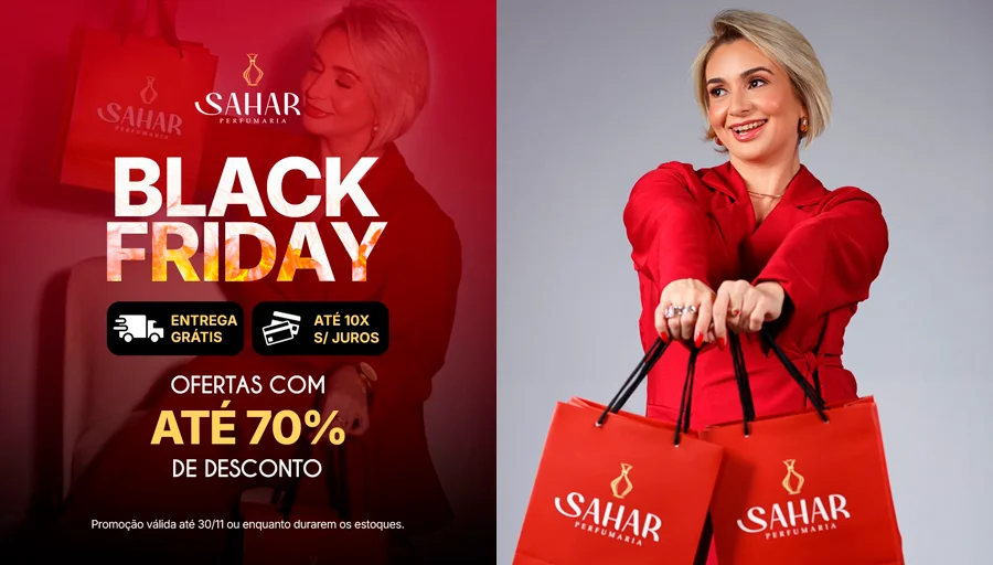 Sahar Perfumaria anuncia Black Friday com até 70% de desconto e entrega grátis em Manaus