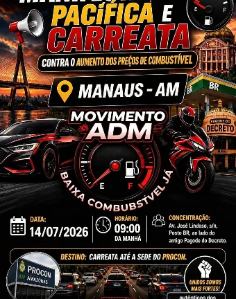 Motoristas organizam carreata contra reajuste de preços em Manaus