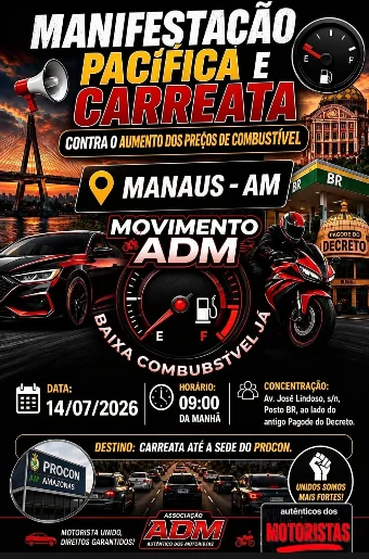 Motoristas organizam carreata contra reajuste de preços em Manaus