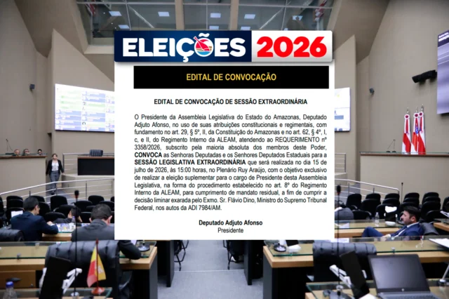 ALEAM convoca eleição para presidência nesta quarta-feira após determinação do STF