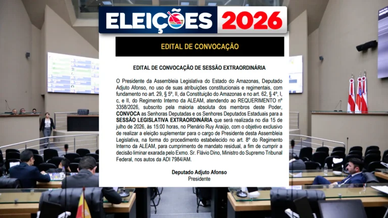 ALEAM convoca eleição para presidência nesta quarta-feira após determinação do STF
