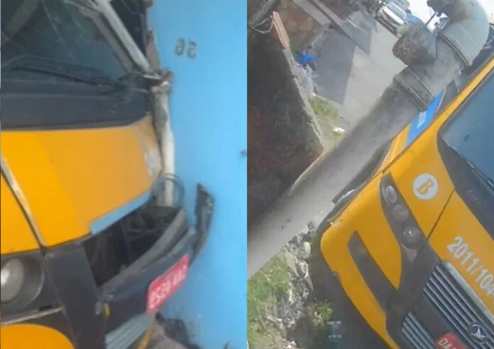 Ônibus ‘Amarelinho’ perde o freio, desce descontrolado e invade casa em Manaus