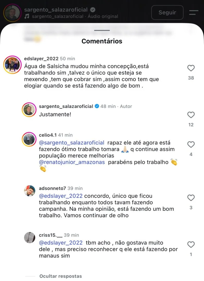 Salazar volta a atacar prefeito Renato Junior com apelidos nas redes sociais e enfrenta críticas de internautas