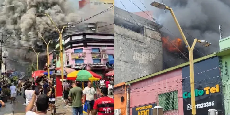 Chamas em restaurante saem do controle e queimam 9 estabelecimentos comerciais em Manaus