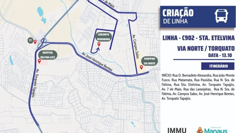 Prefeitura de Manaus cria linha de ônibus para atender zona Norte