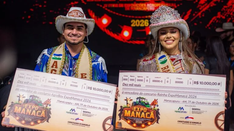 Ana Freitas e Marcos Vinícius são eleitos Rainha ExpoManacá e Agroboy 2026