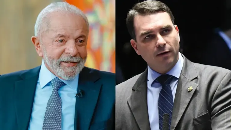 Presidente Lula e o senador Flávio Bolsonaro