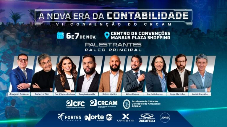 CRCAM divulga programação da VI Convenção de Contabilidade do Amazonas com foco em inteligência artificial e Reforma Tributária